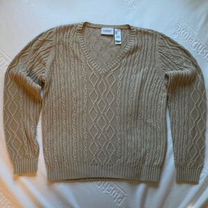 Liz Golf by Liz Claiborne Women's Beige V-Neck Sweater, size L